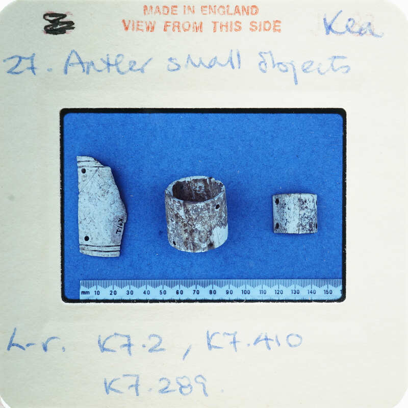 Image of worked bone with labels and measurements.
