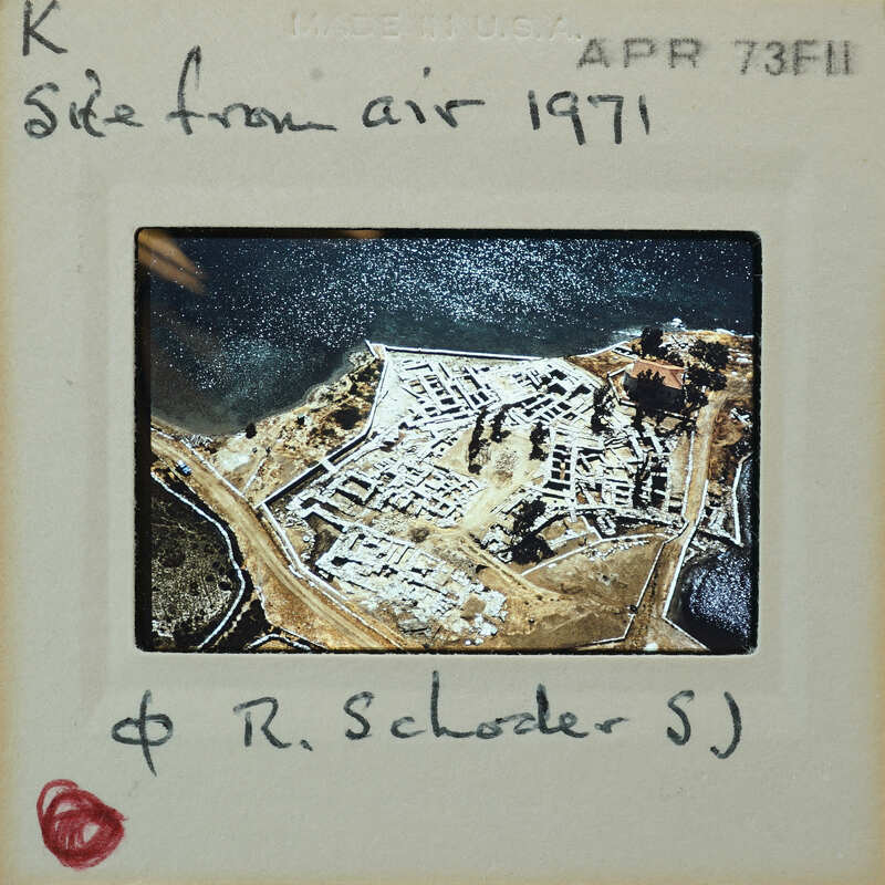 Aerial photograph of an archaeological site.