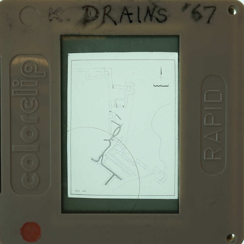 Inked drawing showing steps to spring house in Ayia Irini.