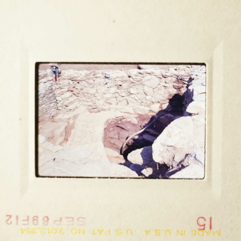 Two photos depicting a rocky landscape with a small stream, possibly taken by a tourist or amateur photographer.