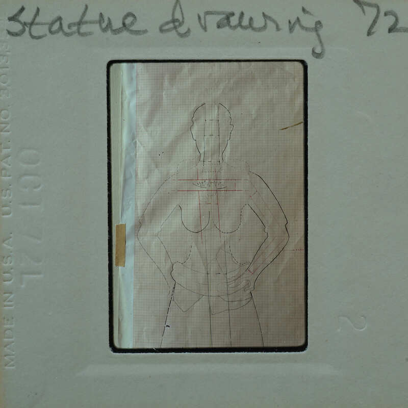 A vintage x-ray film with a handwritten label and an image of a human torso, possibly from the 1970s.