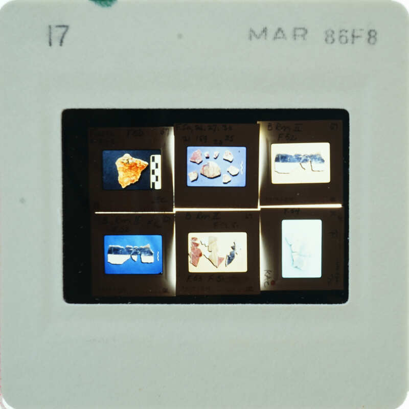 A small, square film strip with multiple images on it.