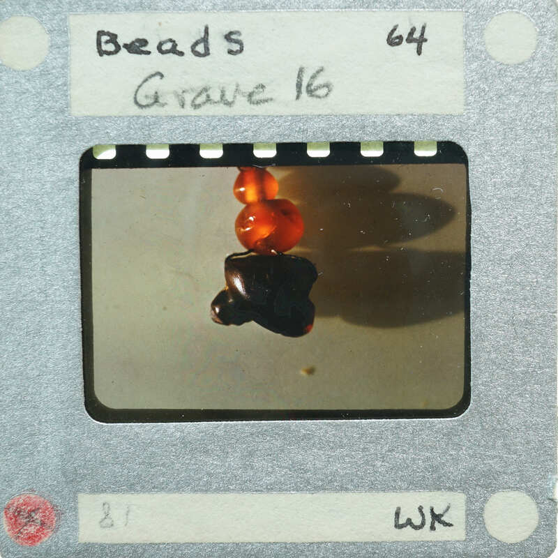 Close-up picture of beads on it.