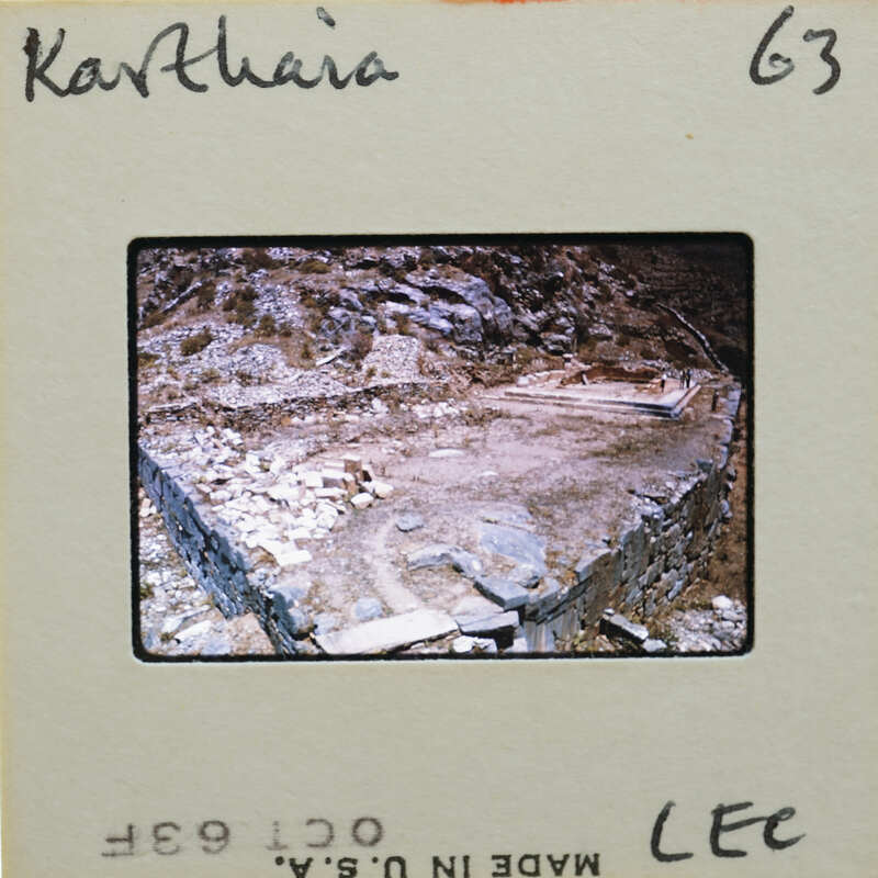 A slide of a stone structure.