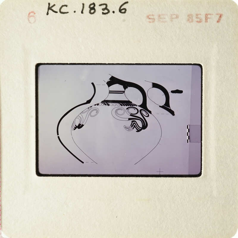 The image shows an artistic representation of a vase with intricate designs on a piece of paper.