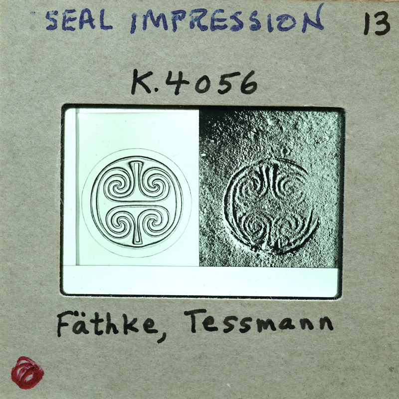 A photograph of a seal impression with the name "Fritz Tessmann" written on it, displayed next to an actual seal.