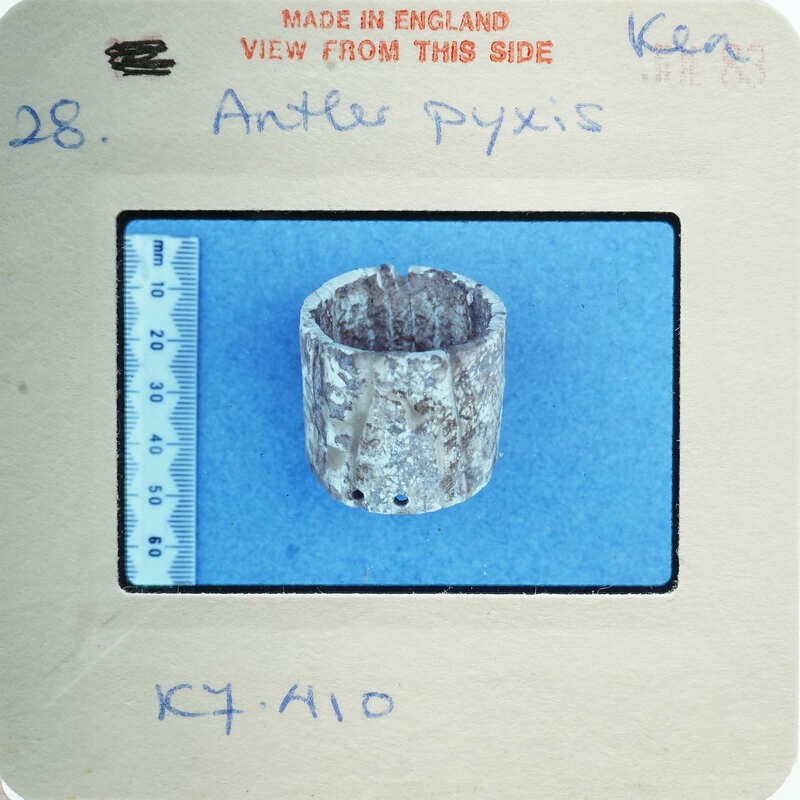 Image of worked bone with labels and measurements.