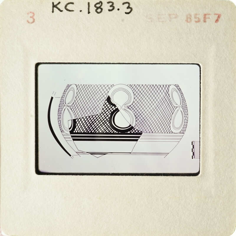 Old photograph with an image of a car on a slide.