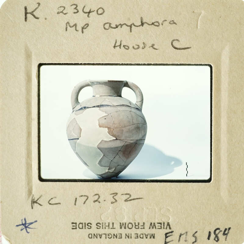 Ancient amphora pottery on display.