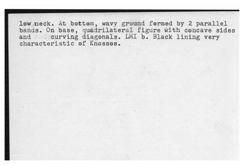 Index card with typed and handwritten information, sometimes including a sketch, of pottery from an excavation.