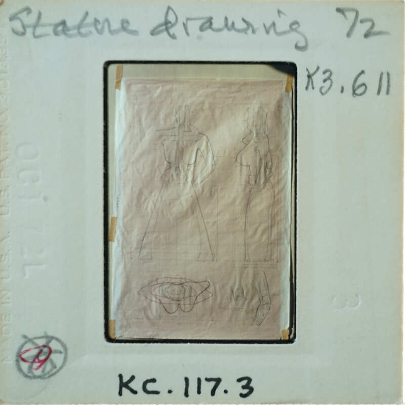 Slide of sketch of figurine.