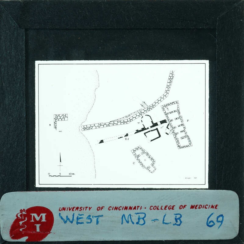 Photo of slide of drawing of walls on the site.