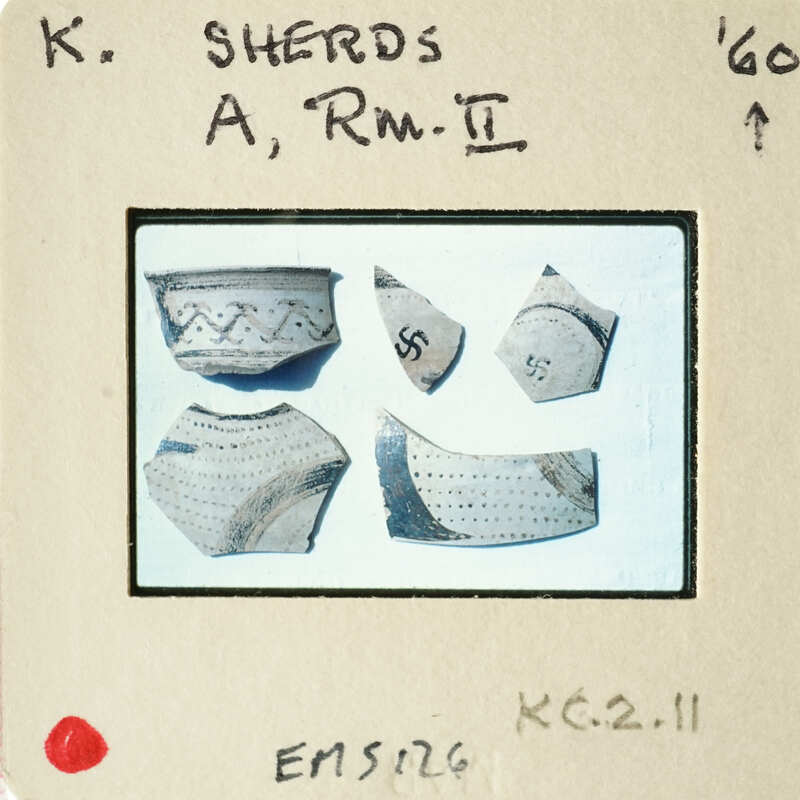 Old ceramic shards on display.