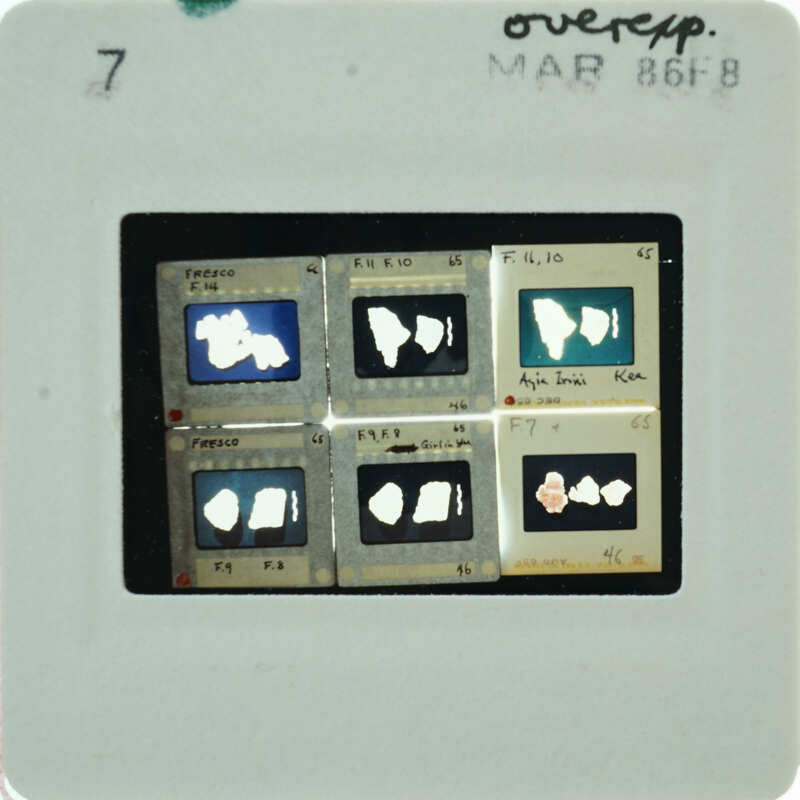 A slide with images of frescoes with various images and labels on it.