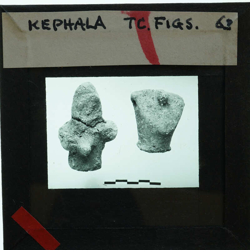 Two ancient stone figurines on a white background with labels indicating they are from Kepala.