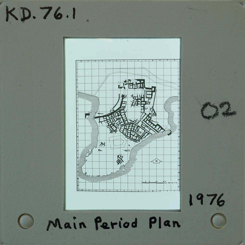 Inked plan of Ayia Irini with grid lines.