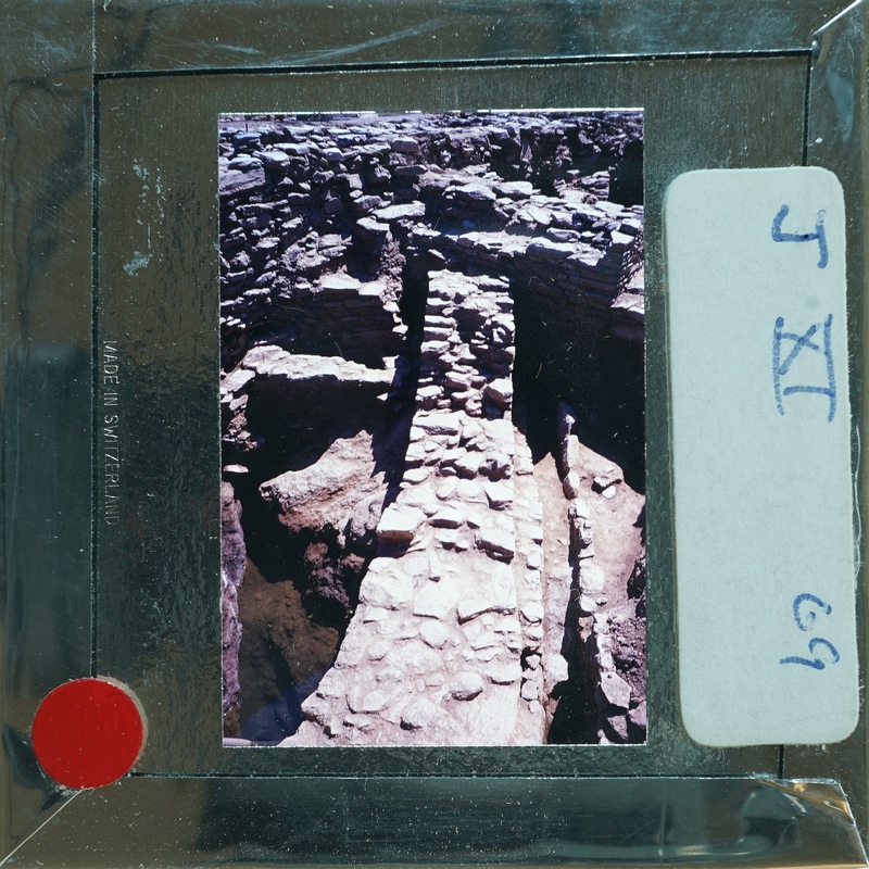 Excavated stone walls.