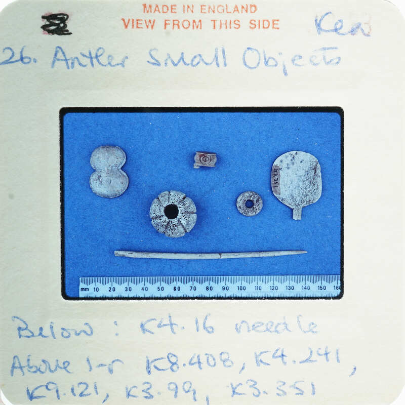 Image of worked bone with labels and measurements.