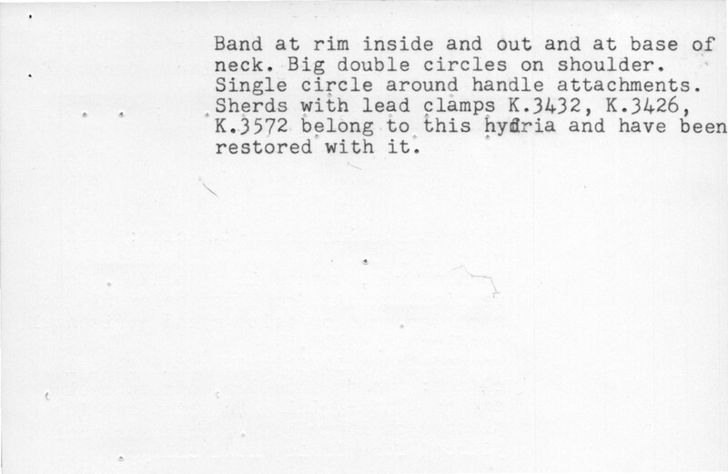 Index card with typed and handwritten information, sometimes including a sketch, of pottery from an excavation.