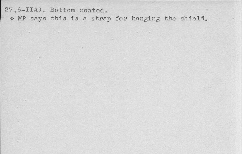 Index card with typed and handwritten information, sometimes including a sketch, of pottery from an excavation.
