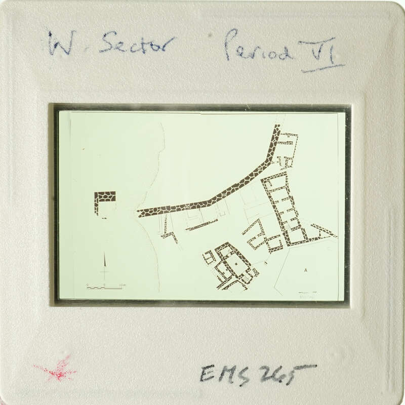 The image shows an aerial view of a building complex, possibly a military base, with annotations and labels.