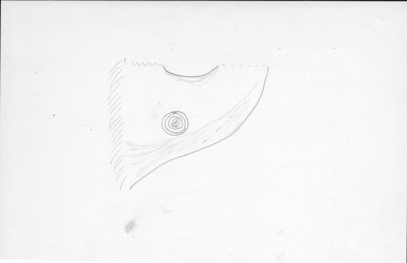 Index card with typed and handwritten information, sometimes including a sketch, of pottery from an excavation.