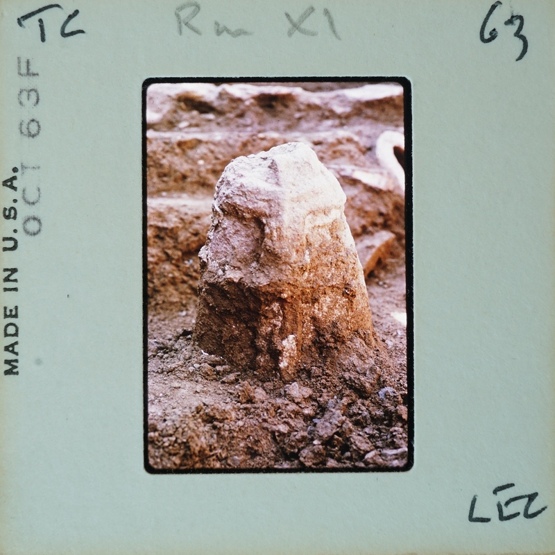 Details of terracotta figurine fragment before excavation.