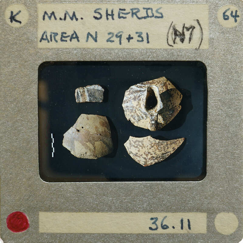 Four ancient pottery sherds.