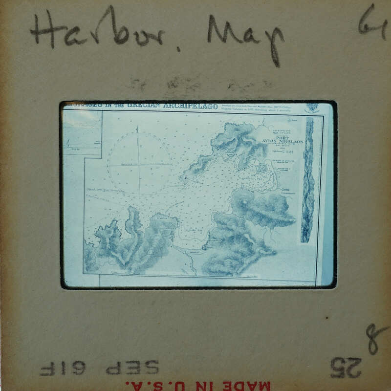 Old photograph of a map with handwritten notes on the border and corners.