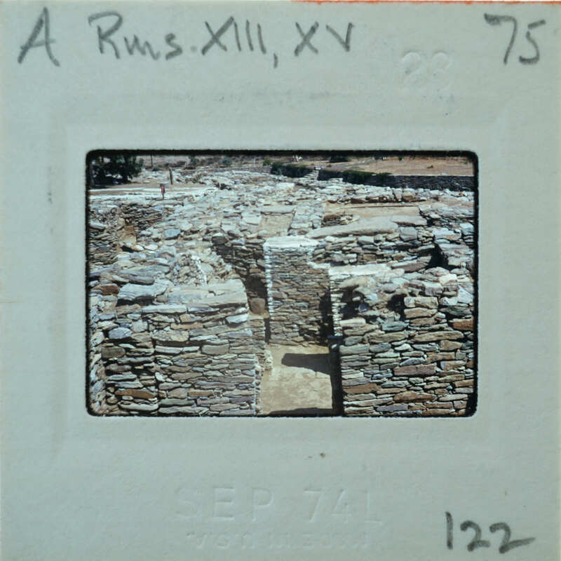 Old photograph of ancient ruins with handwritten notes on the back.
