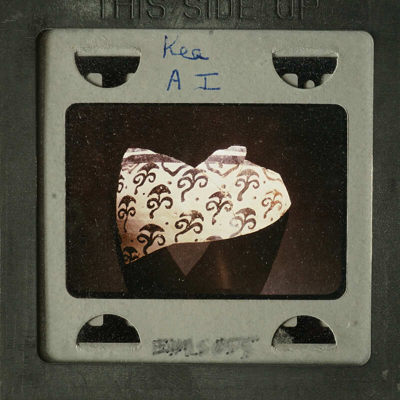 A heart-shaped object with intricate designs on a slide.