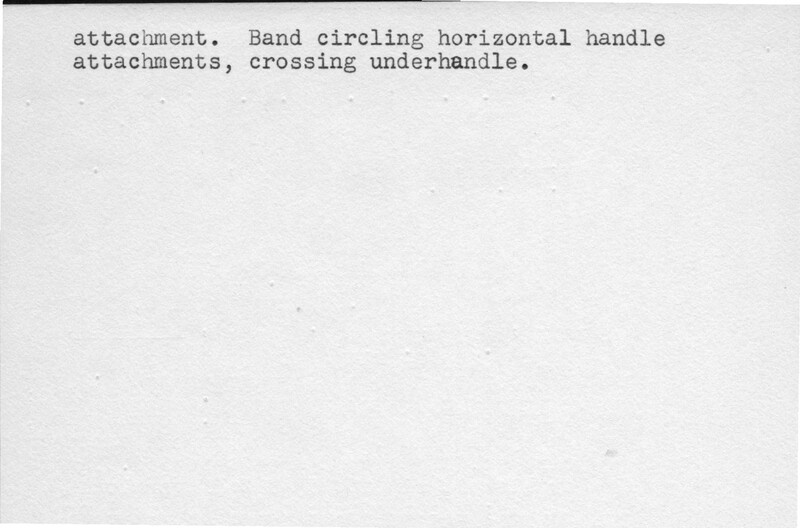 Index card with typed and handwritten information, sometimes including a sketch, of pottery from an excavation.