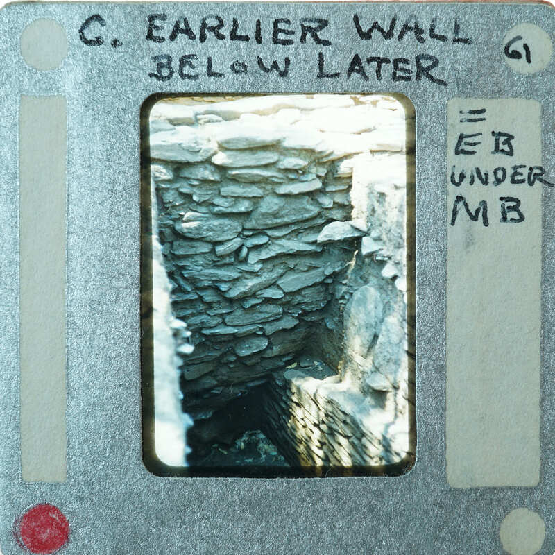 Excavated stone walls.