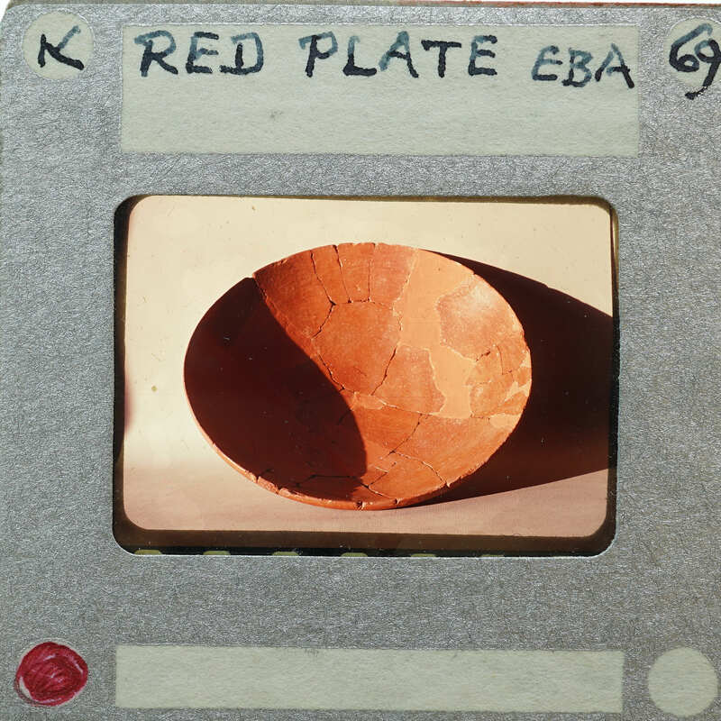 A photograph of a cracked eggshell on film with handwritten notes.