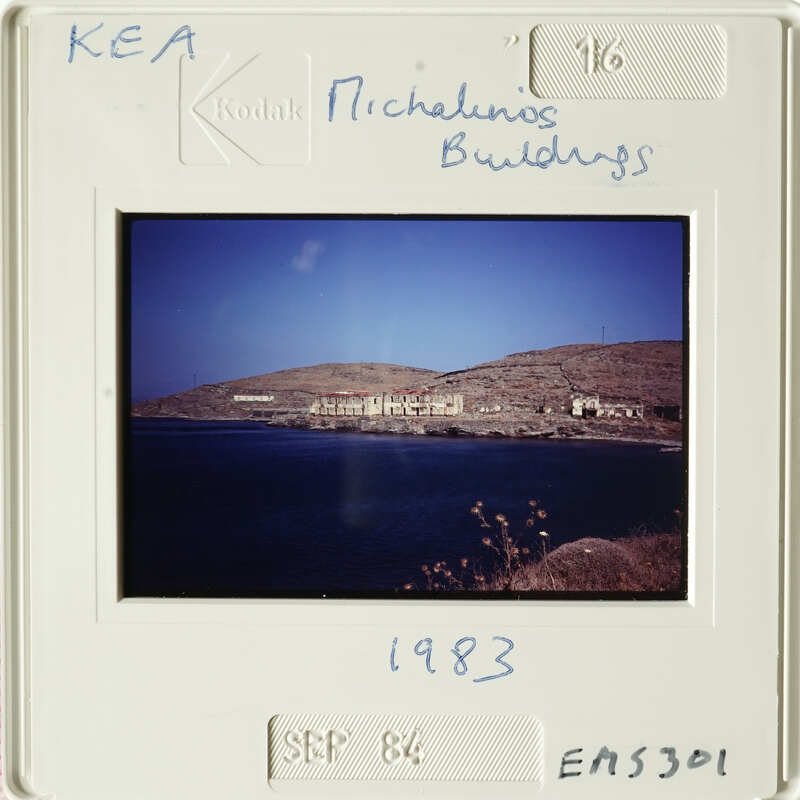 A photograph of an island with houses and a body of water, taken on September 17, 1982.