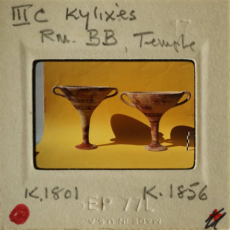 Two ancient Greek vases on display.