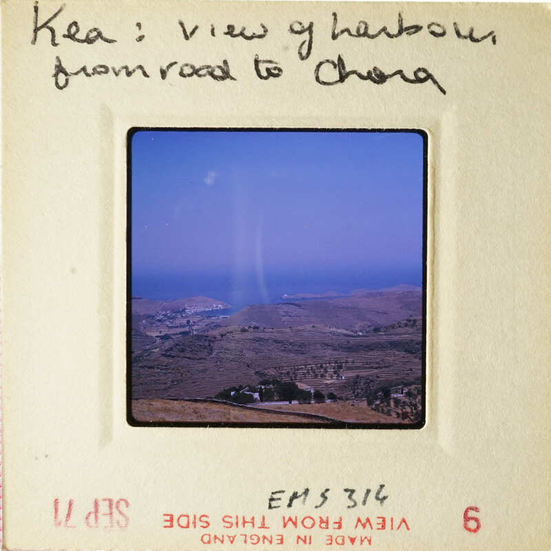 View from road to China with mountains and blue sky.