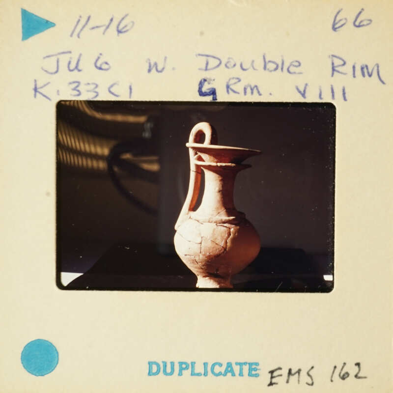 Ancient clay pot on display.