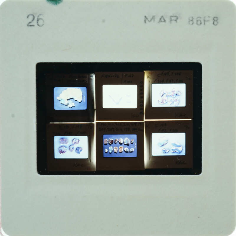 A slide with four slides and a label indicating it was taken on March 26, 1987.