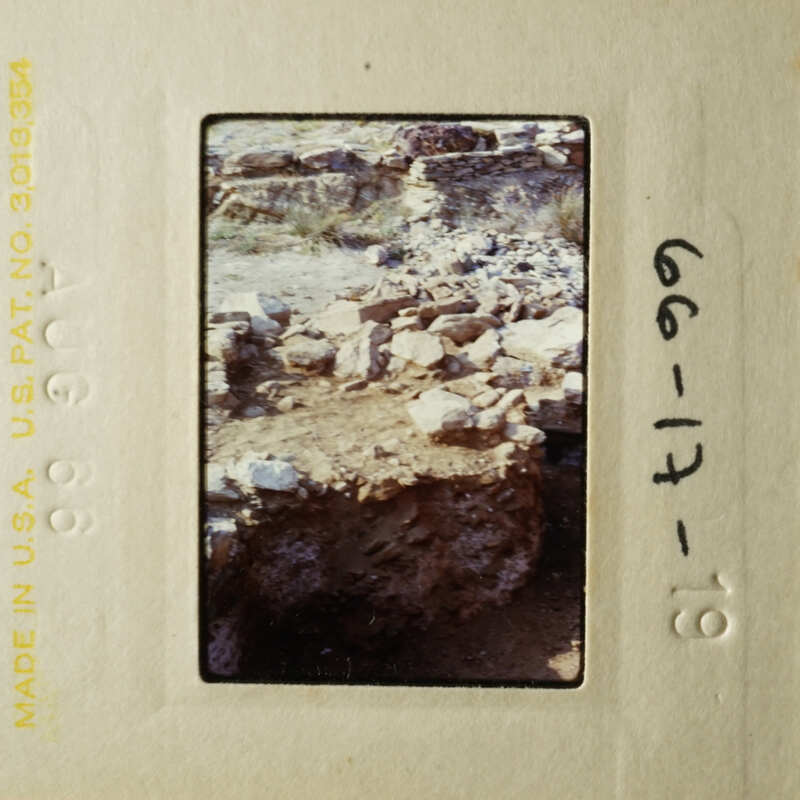 This photo depicts a barren, rocky landscape with no vegetation, possibly an archaeological site.