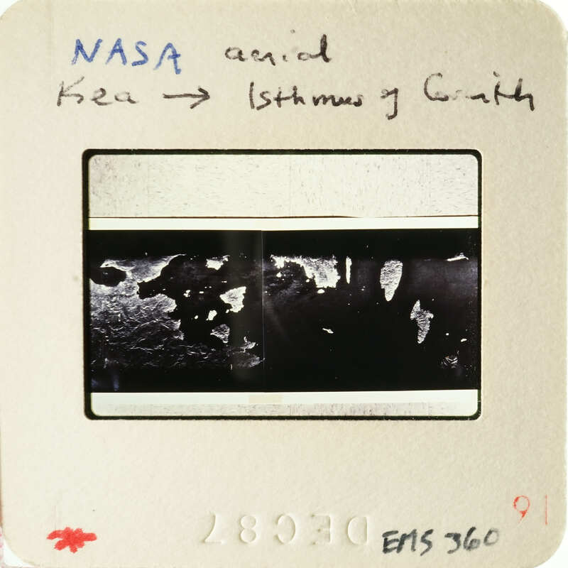 Nasa photo of KEA with annotations on white background.