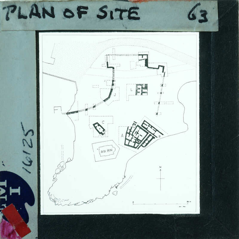 Photo of slide of drawing of walls on the site.