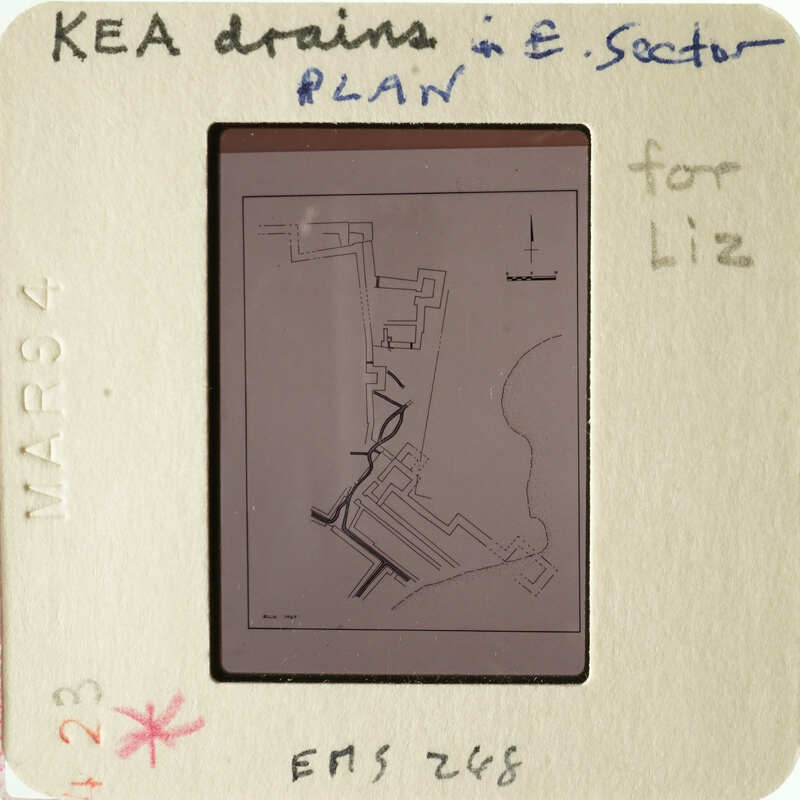 Map of KEA drains in E.E. sector with annotations.