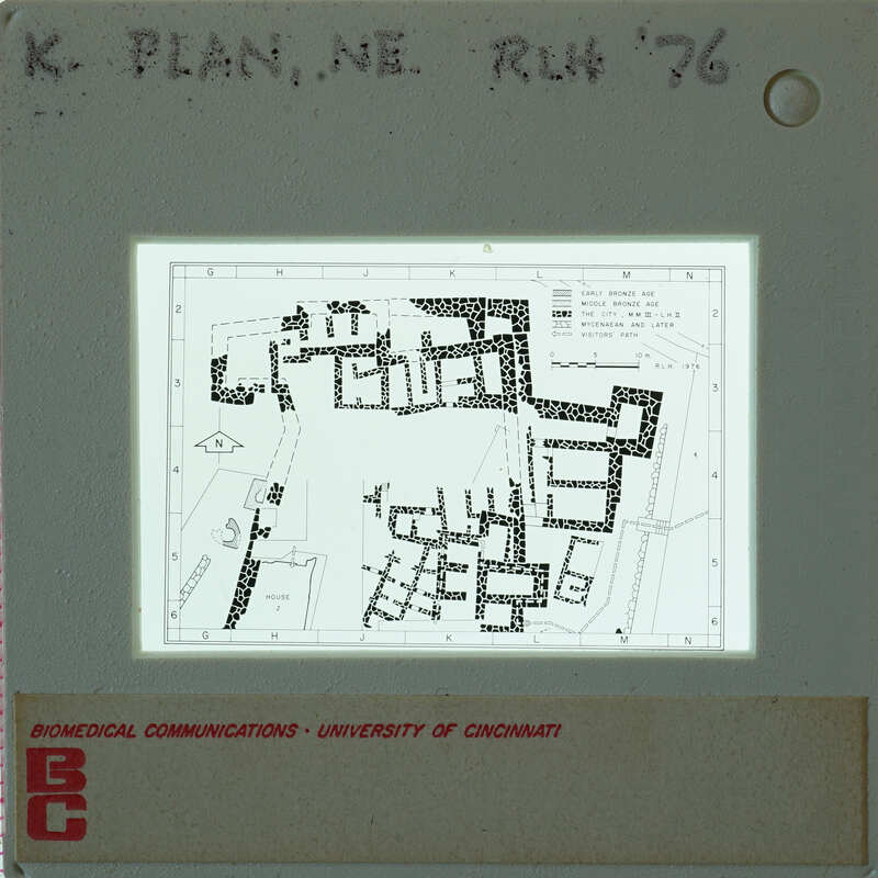 Inked drawing showing buildings in Ayia Irini.