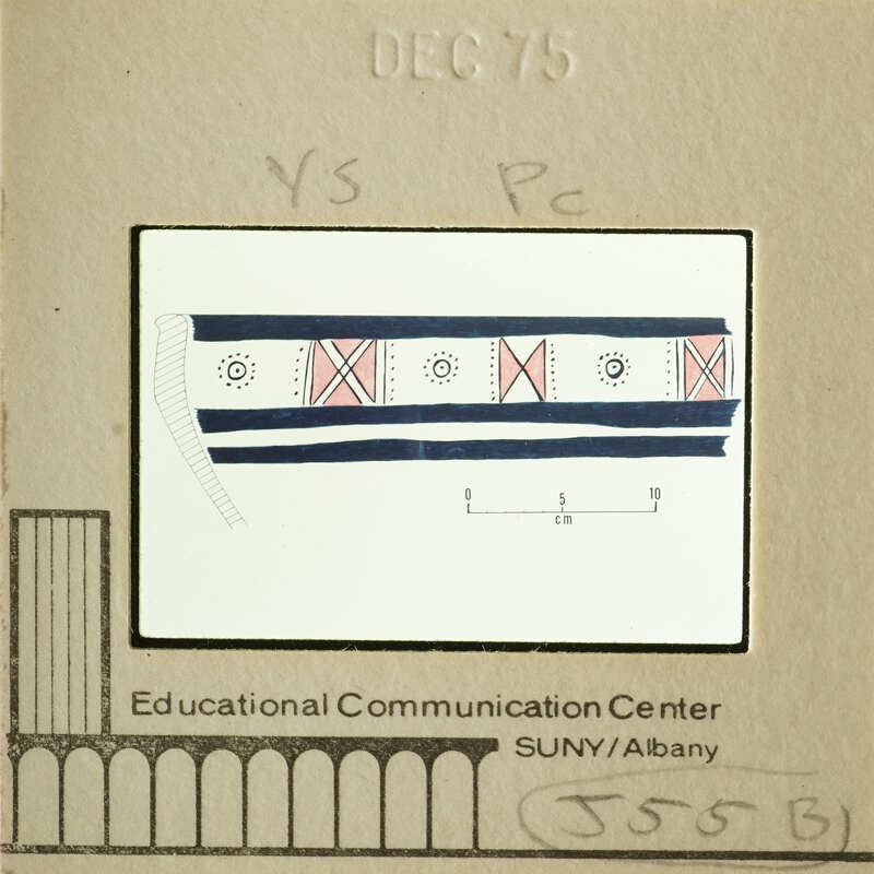 Illustration of a banner with red and blue stripes, featuring crossed swords and stars, on an educational center document.