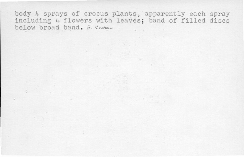 Index card with typed and handwritten information, sometimes including a sketch, of pottery from an excavation.
