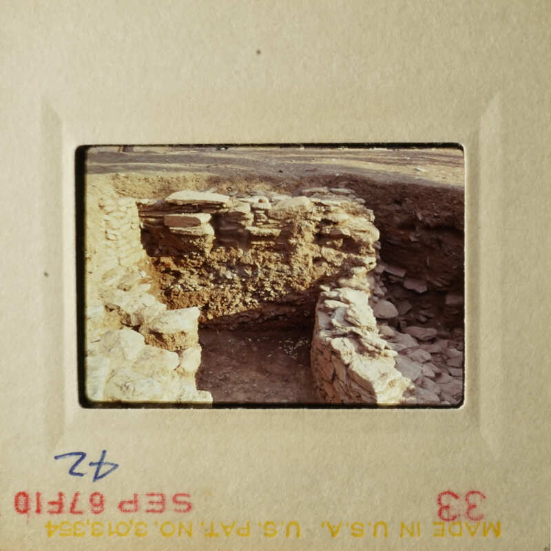 The images show two different archaeological sites, each with stone ruins and earthy tones.