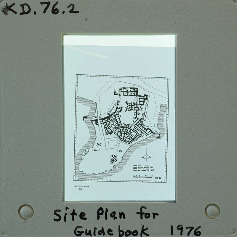 A black and white map of a site with handwritten annotations, including "Site Plan for Guidebook" and the year "1976."