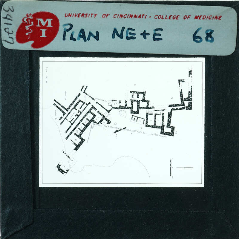 Photo of slide of drawing of walls on the site.