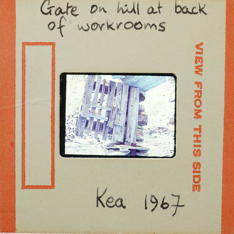 A photograph of a bridge with wooden supports, dated 1967.